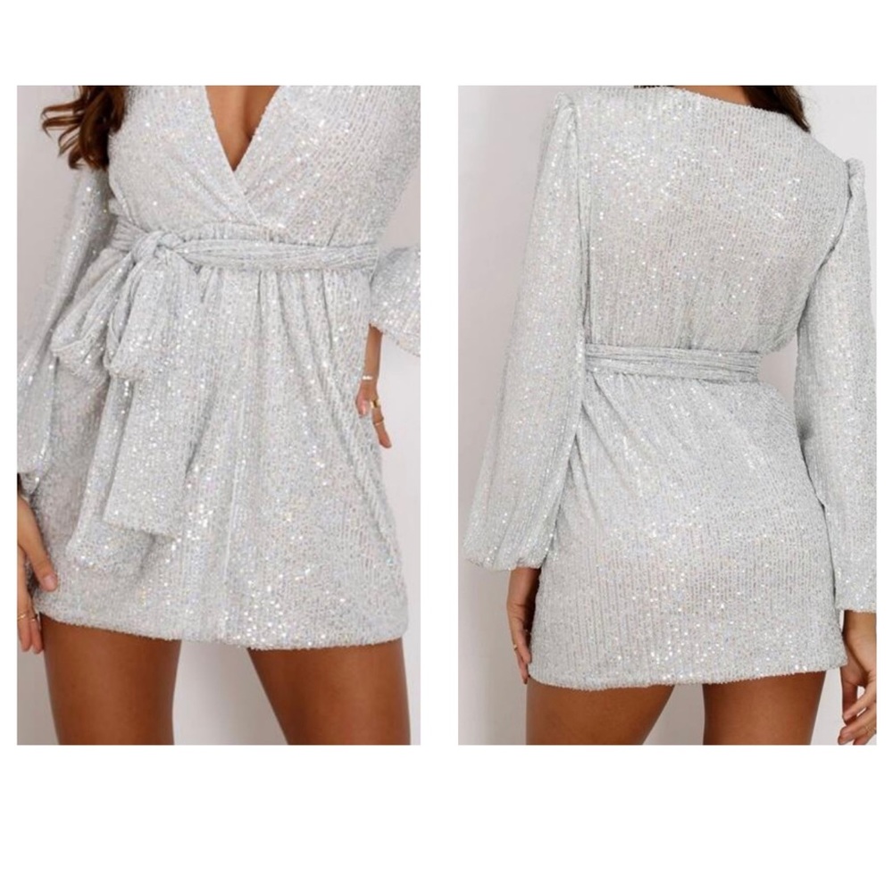 Sequin White Mini/Cocktail Dress